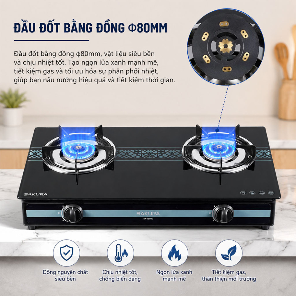 Bếp gas đôi Sakura SA-750BG - Hàng chính hãng