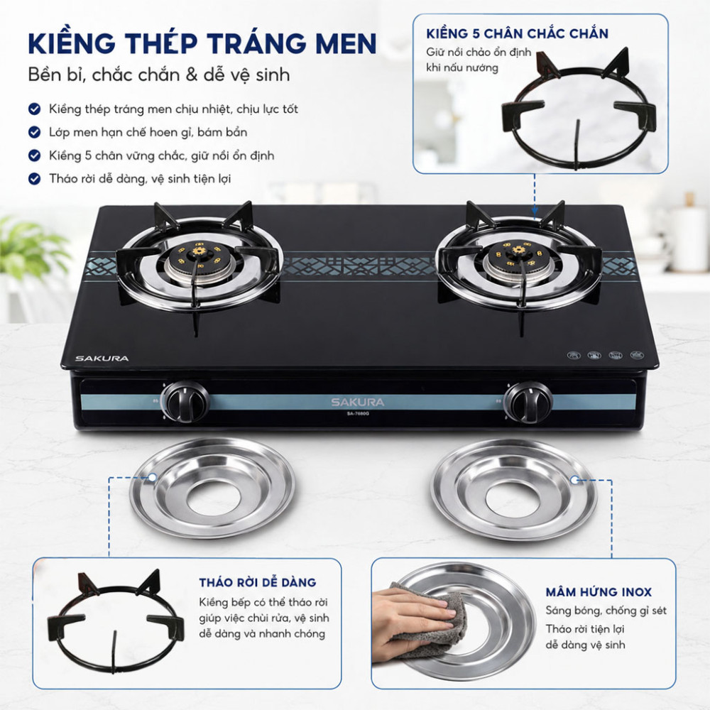 Bếp gas đôi Sakura SA-750BG - Hàng chính hãng