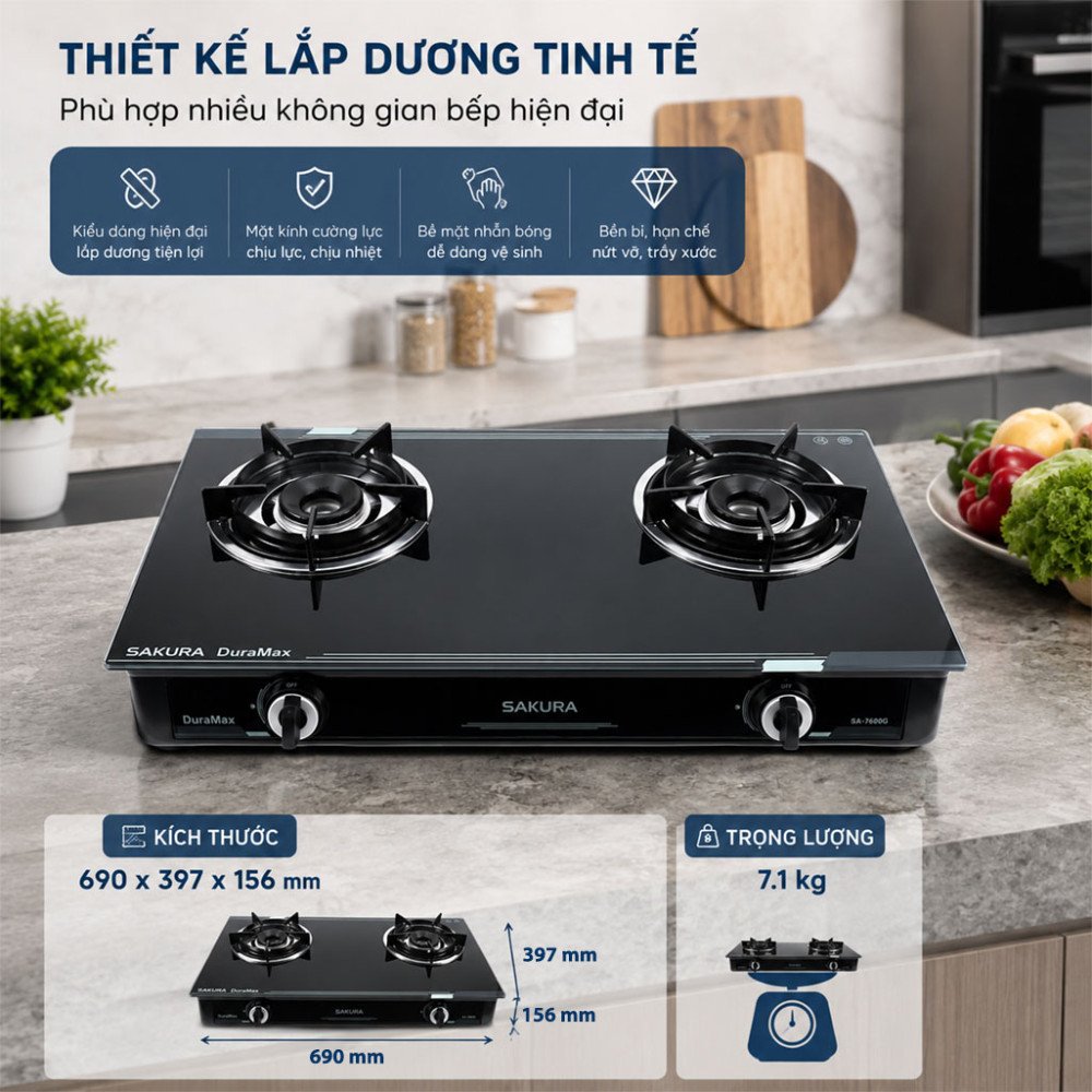 Bếp gas đôi Sakura SA-760DG - Hàng chính hãng
