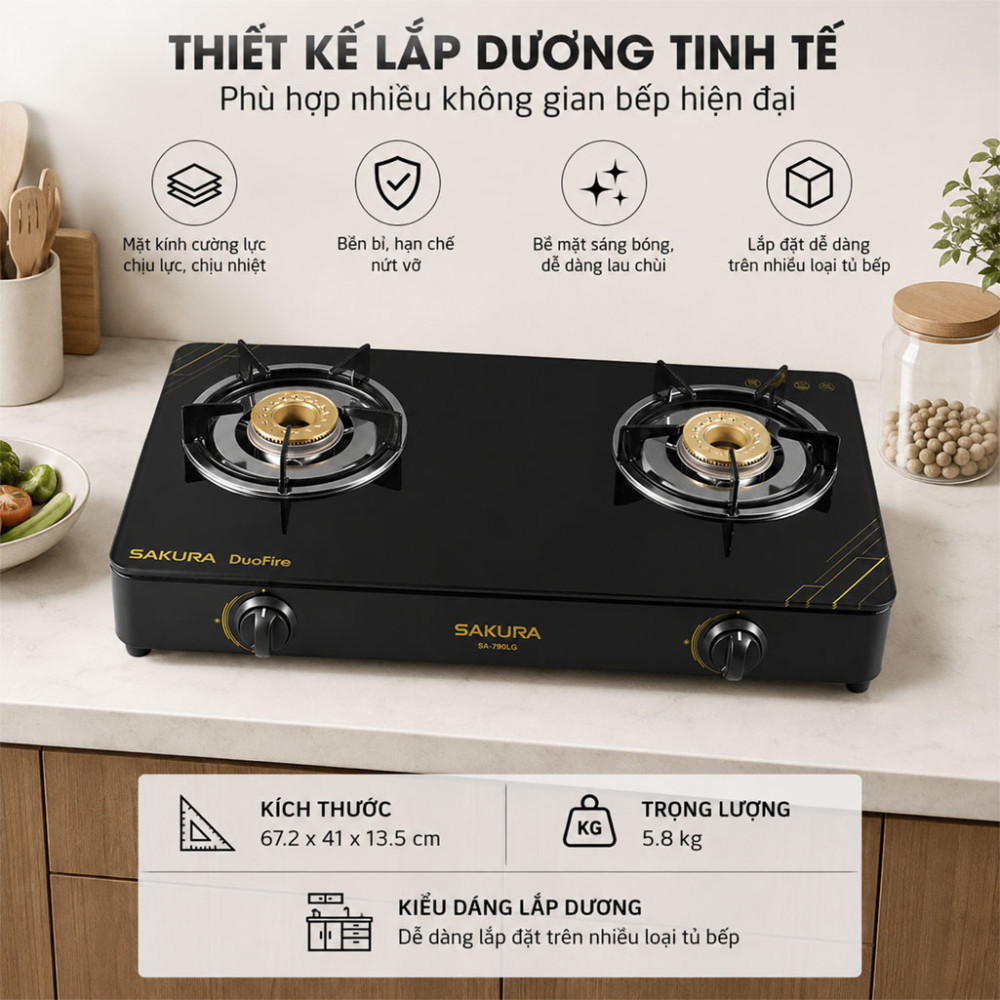 Bếp gas đôi Sakura SA-790LG - Hàng chính hãng
