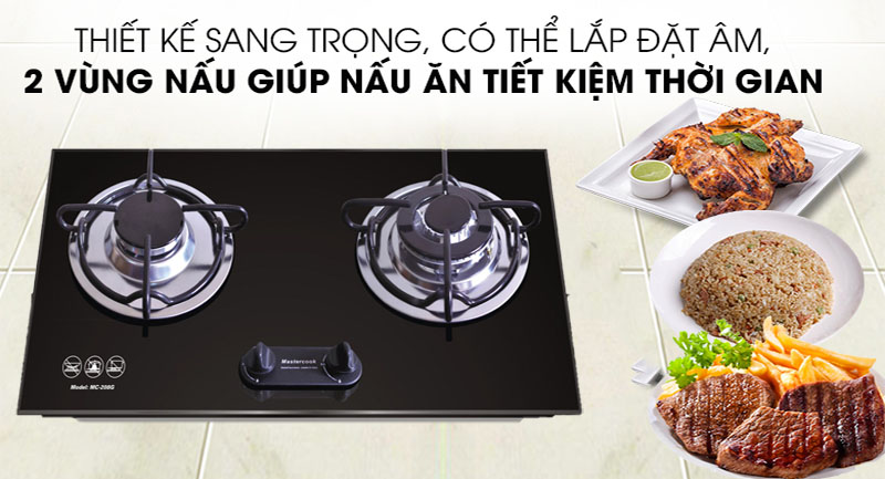 Bếp gas đôi âm kính Mastercook MC-208G  - Hàng chính hãng