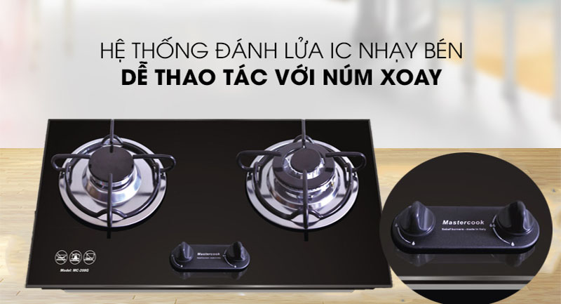 Bếp gas đôi âm kính Mastercook MC-208G  - Hàng chính hãng