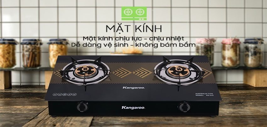 Bếp gas đôi dương kính Kangaroo KG515 - Hàng chính hãng