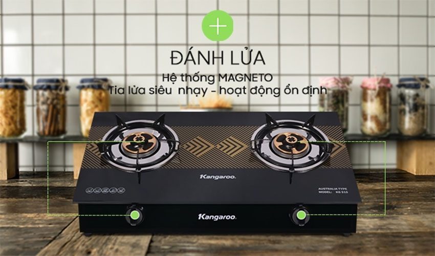 Bếp gas đôi dương kính Kangaroo KG515 - Hàng chính hãng