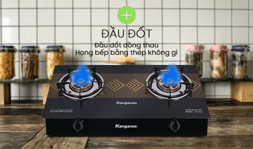Bếp gas đôi dương kính Kangaroo KG515 - Hàng chính hãng
