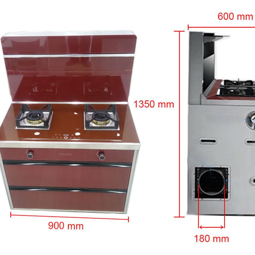 Bếp gas đôi tích hợp hút mùi Baidee DA12-900 - Hàng chính hãng