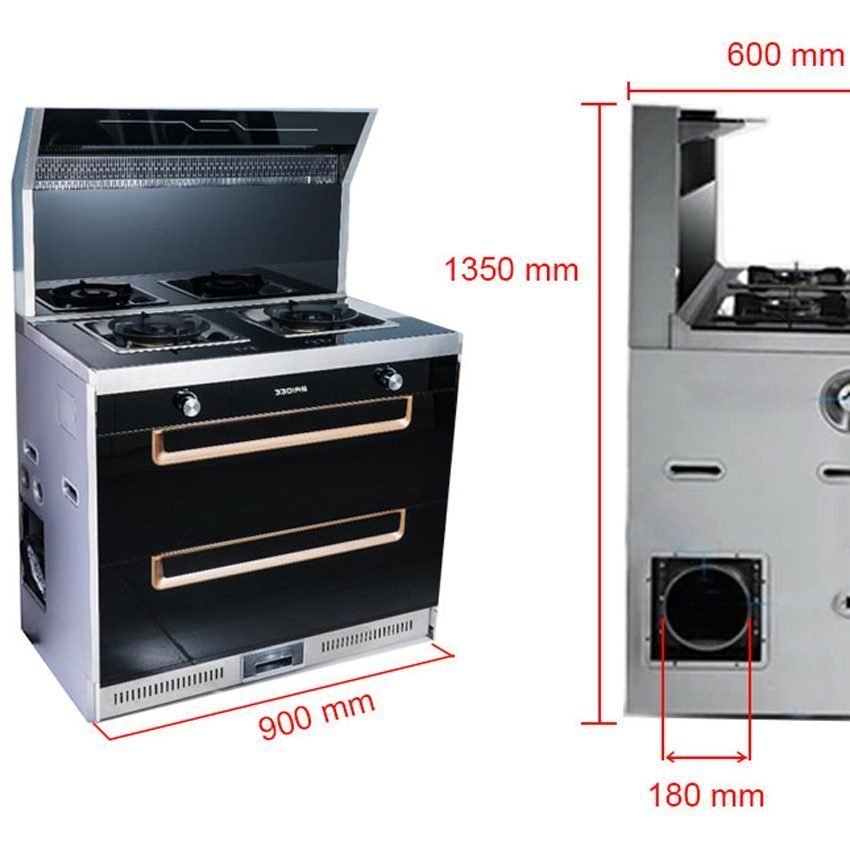 Bếp gas đôi tích hợp hút mùi Baidee K5-1 - Hàng chính hãng