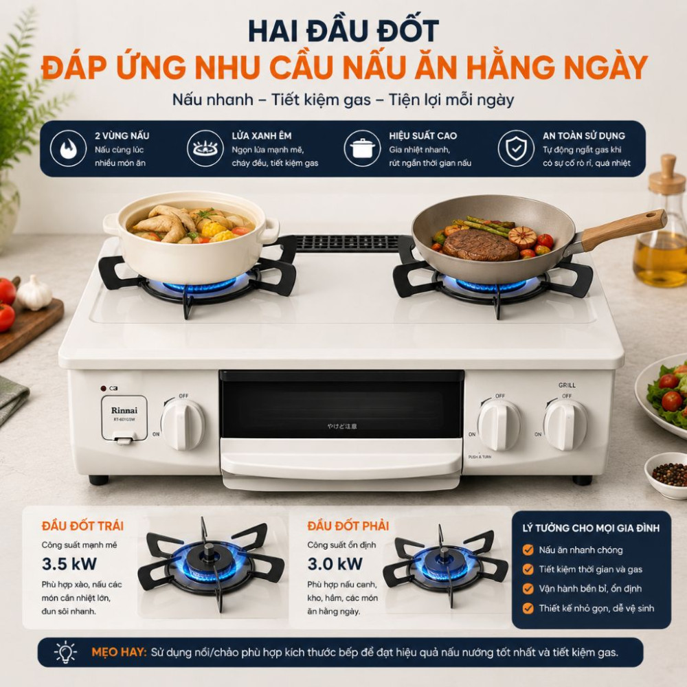Bếp gas kết hợp lò nướng Rinnai RTC-5912SG-EWS - Hàng chính hãng
