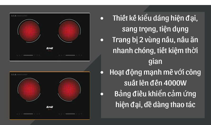 Bếp hồng ngoại đôi Alpha BV7-R - Hàng chính hãng