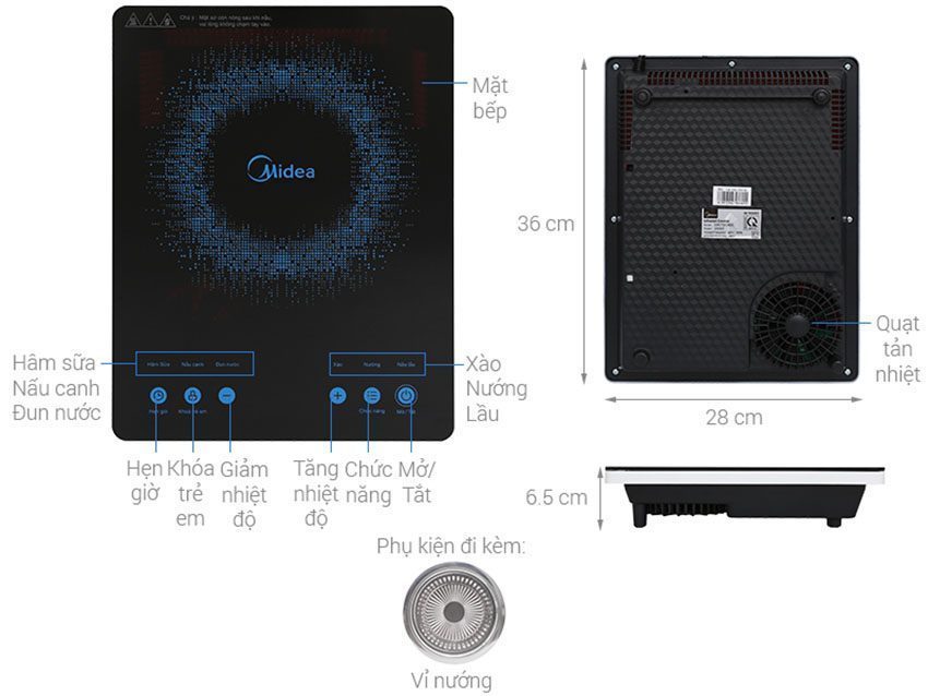 Bếp hồng ngoại đơn Midea MIR-B2018DG - Hàng chính hãng