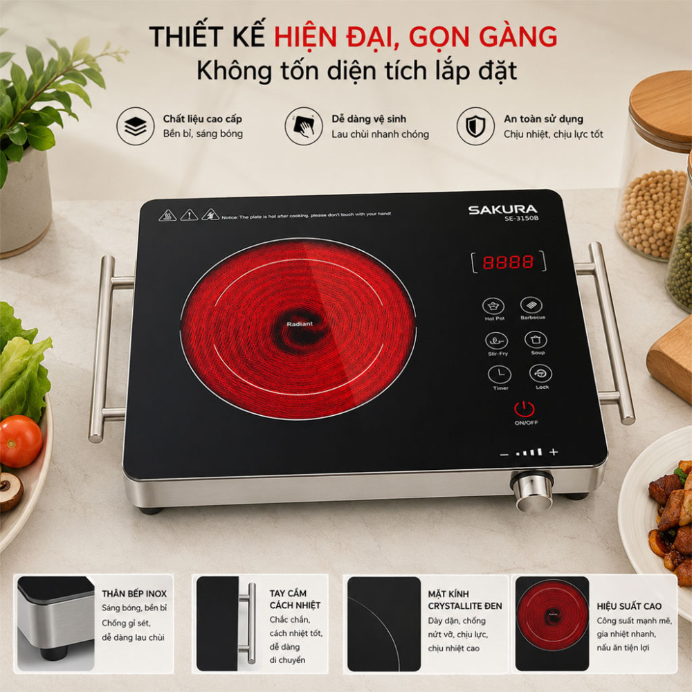 Bếp hồng ngoại đơn Sakura SE-3150B - Hàng chính hãng