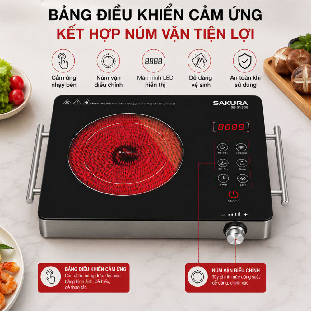 Bếp hồng ngoại đơn Sakura SE-3150B - Hàng chính hãng