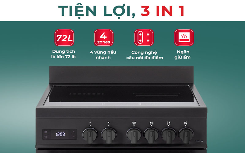 Bếp từ 4 vùng nấu kết hợp lò nướng Elba EAA-664-IMLVN 60cm - Hàng chính hãng