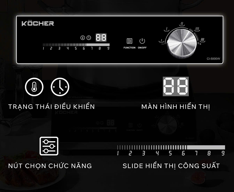 Bếp từ công nghiệp Kocher CI-5000F - Hàng chính hãng