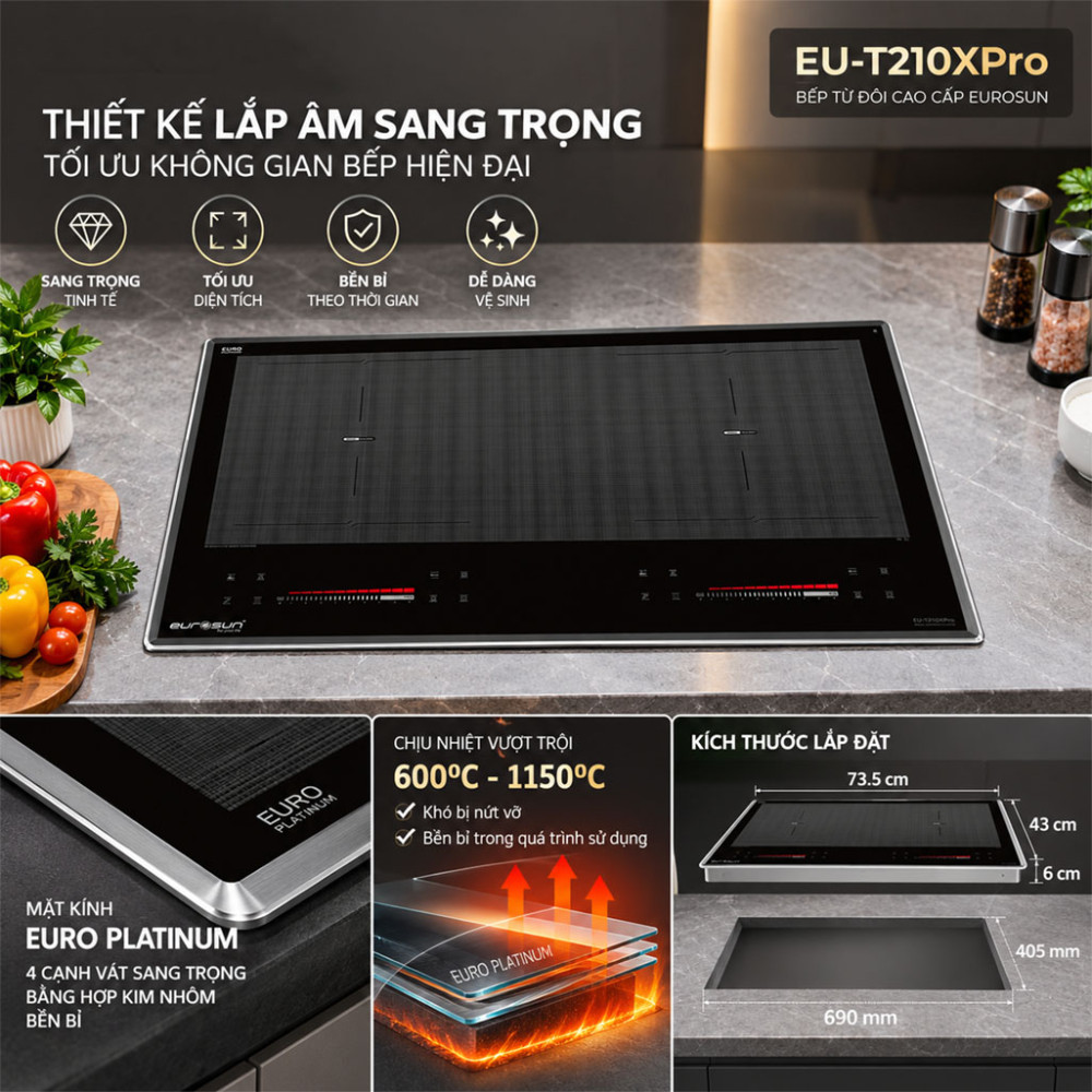 Bếp từ đôi Eurosun EU-T210XPro - Hàng chính hãng