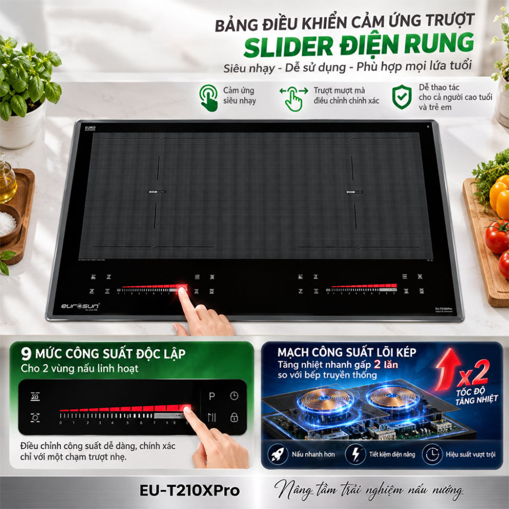 Bếp từ đôi Eurosun EU-T210XPro - Hàng chính hãng