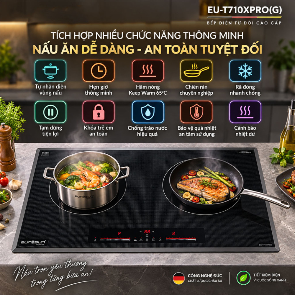 Bếp từ đôi Eurosun EU-T710XPRO(G) - Hàng chính hãng
