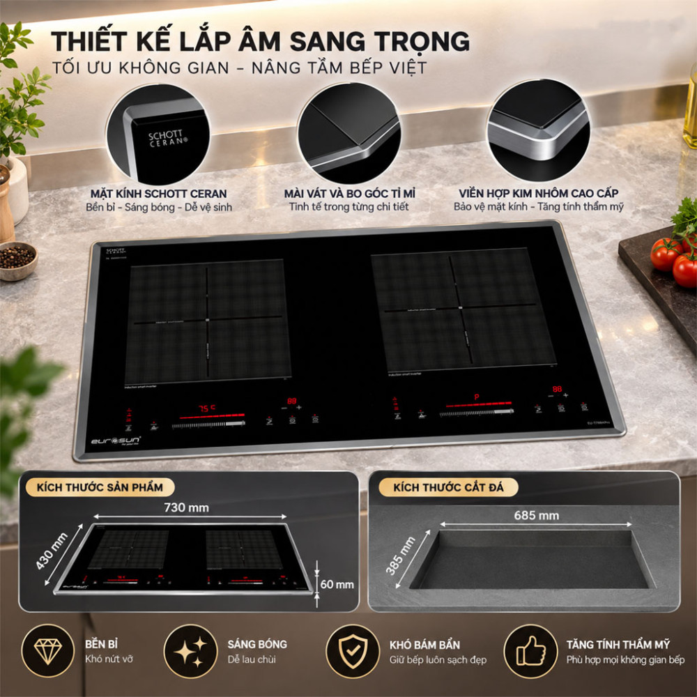 Bếp từ đôi Eurosun EU-T798XPro - Hàng chính hãng