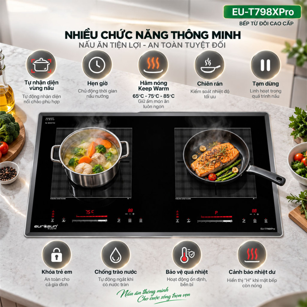 Bếp từ đôi Eurosun EU-T798XPro - Hàng chính hãng
