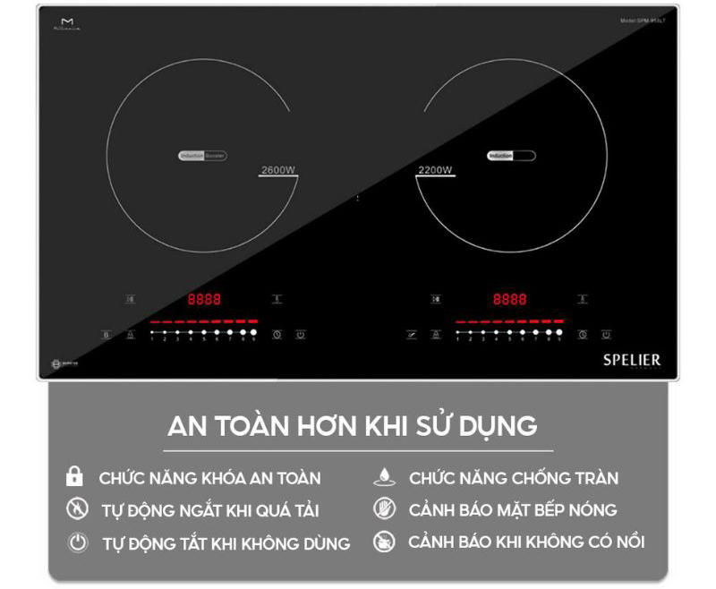 Bếp điện từ đôi Spelier SPM-958LT - Hàng chính hãng