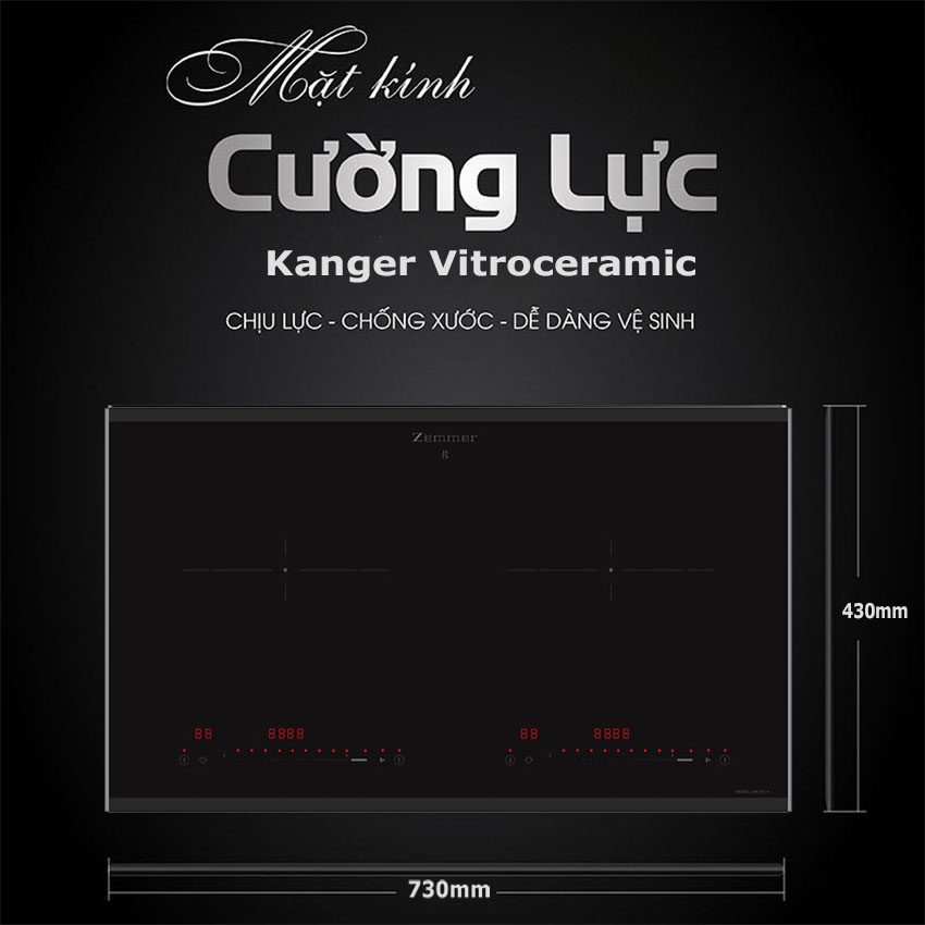 Bếp từ đôi Zemmer IZM 202 A ( Nẹp Alu ) - Hàng chính hãng