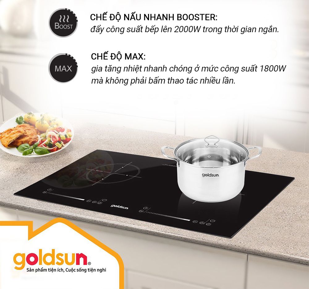 Bếp điện từ đôi Goldsun GDI7400 - Hàng chính hãng