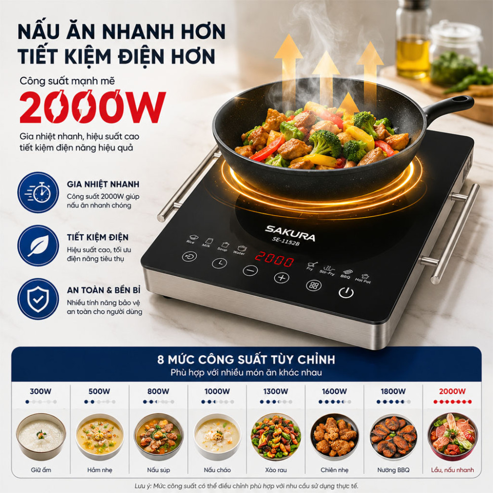 Bếp từ đơn Sakura SE-1152B - Hàng chính hãng