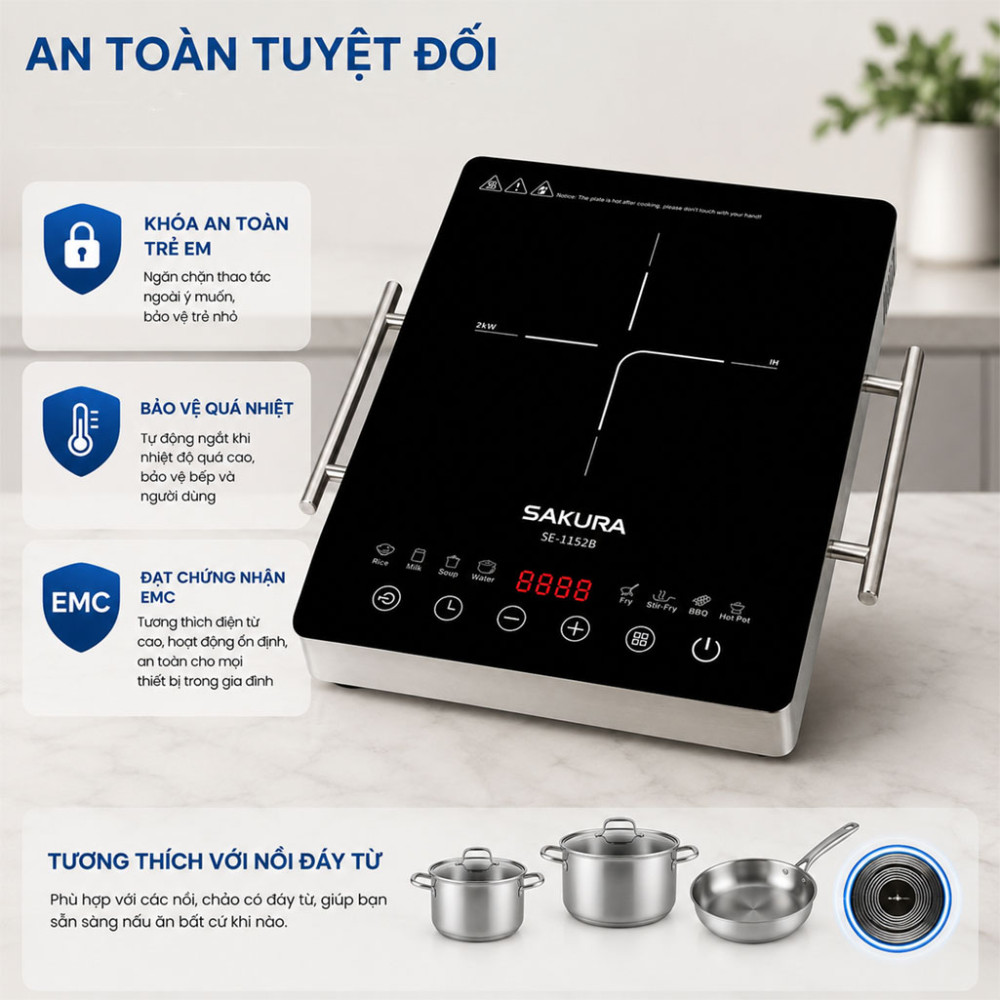 Bếp từ đơn Sakura SE-1152B - Hàng chính hãng
