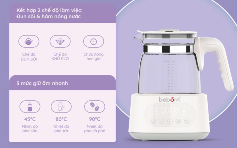 Bình đun nước giữ nhiệt Beborn K01HB - Hàng chính hãng
