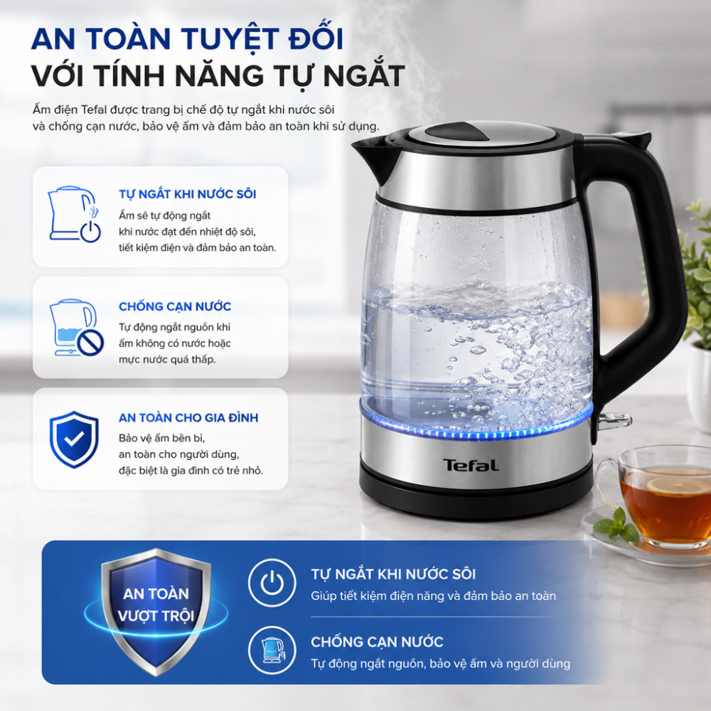 Bình đun siêu tốc 1.7 lít Tefal KI605830 - Hàng chính hãng