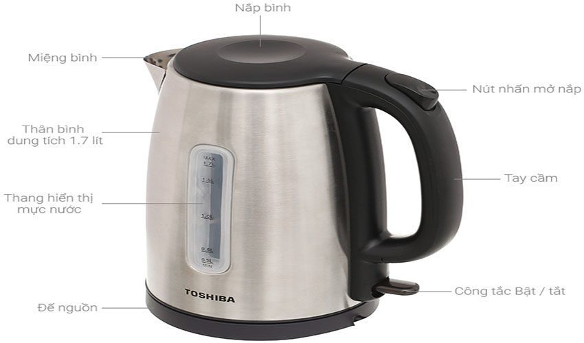 Bình đun siêu tốc Toshiba KT-17SH1NV - Hàng chính hãng