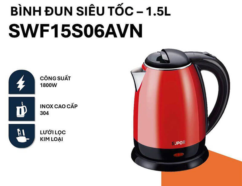 Bình đun siêu tốc Supor SWF15S06AVN - Hàng chính hãng