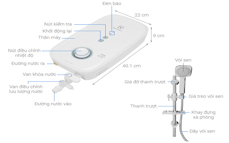 Máy tắm nước nóng Electrolux EWE451KX-DWB2 - Hàng chính hãng