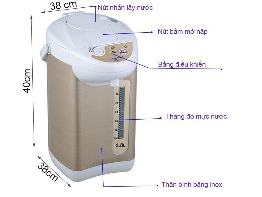 Bình thủy điện Korea King KBM-38U - Hàng chính hãng