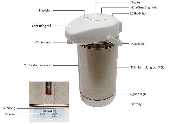 Bình thủy điện Sharp KP-30STV - Hàng chính hãng