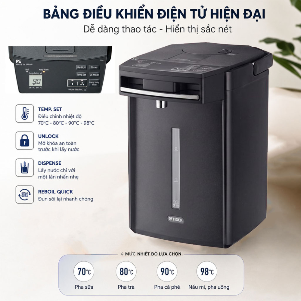 Bình thủy điện Tiger PIM-J30W - Hàng chính hãng
