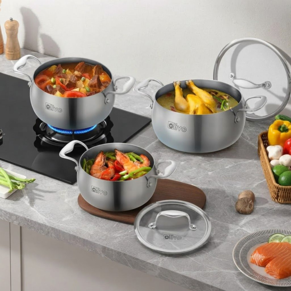 Bộ 3 nồi inox Olivo STEVE CS - Hàng chính hãng