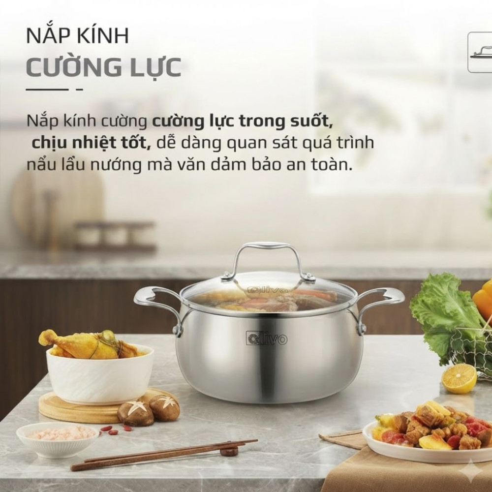 Bộ 3 nồi inox Olivo STEVE CS - Hàng chính hãng