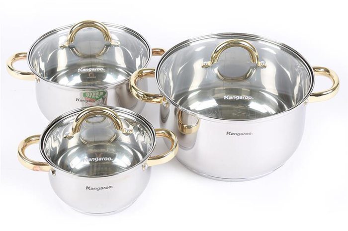 Bộ 3 nồi inox cao cấp 5 lớp Kangaroo KG864 - Hàng chính hãng