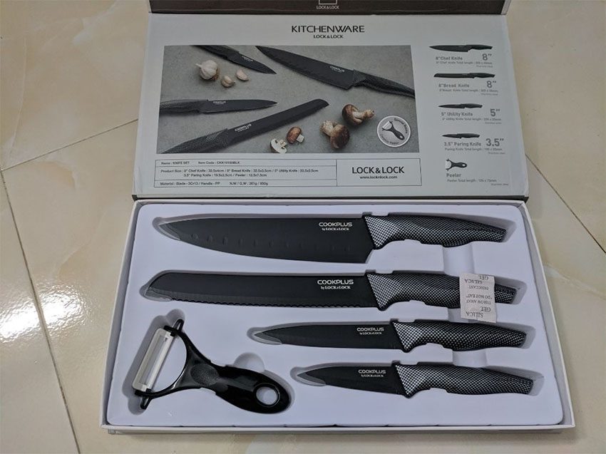 Bộ dao nhà bếp 5 món Lock&Lock Cookplus CKK101S5BLK - Hàng chính hãng