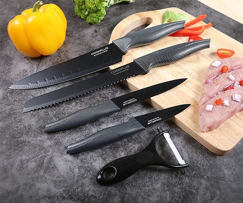 Bộ dao nhà bếp 5 món Lock&Lock Cookplus CKK101S5BLK - Hàng chính hãng
