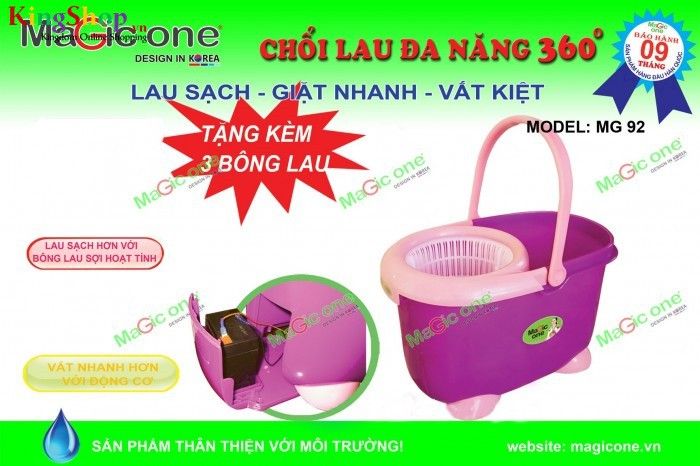 Bộ lau nhà 360 độ Magic One MG-92 – Vắt nước tự động - Hàng chính hãng