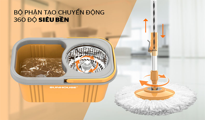 Bộ lau nhà xoay 360 độ Sunhouse KS-CL350PO - Hàng chính hãng