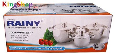 Bộ nồi 3 đáy cao cấp Rainy RN-06TTC - Dùng được các loại bếp - Hàng chính hãng