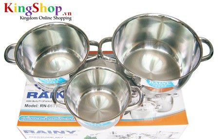 Bộ nồi 3 đáy cao cấp Rainy RN-06TTC - Dùng được các loại bếp - Hàng chính hãng