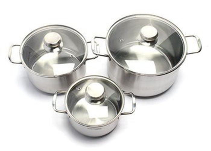 Bộ nồi inox cao cấp 3 đáy nắp kính FiveStars FS06CG - Hàng chính hãng