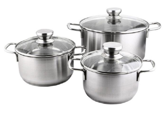 Bộ nồi inox cao cấp 3 đáy nắp kính FiveStars FS06CG - Hàng chính hãng