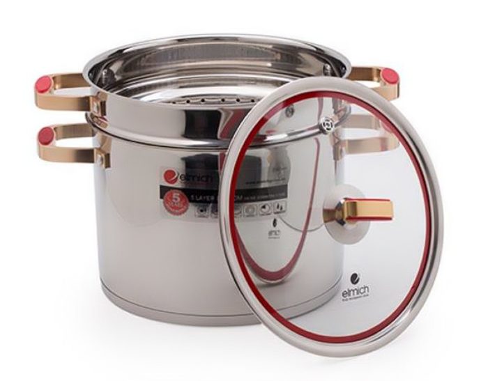 Bộ nồi 5 đáy Elmich Red Velvet - Kèm xửng hấp - Hàng chính hãng