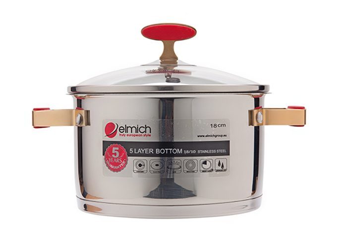 Bộ nồi 5 đáy Elmich Red Velvet - Kèm xửng hấp - Hàng chính hãng