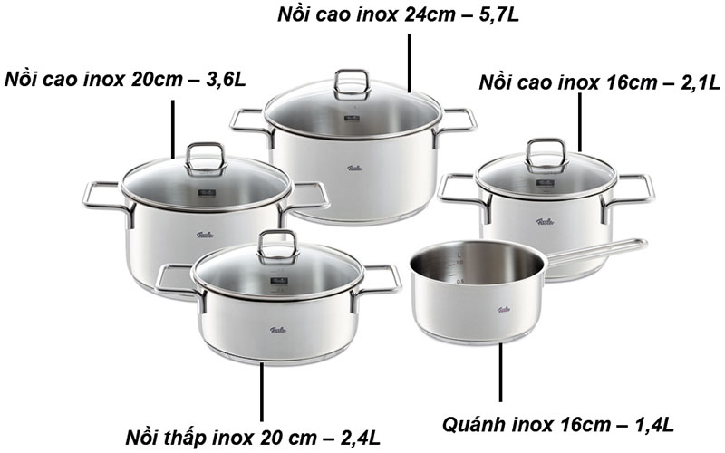 Bộ nồi 5 món Fissler Muchen - Hàng chính hãng